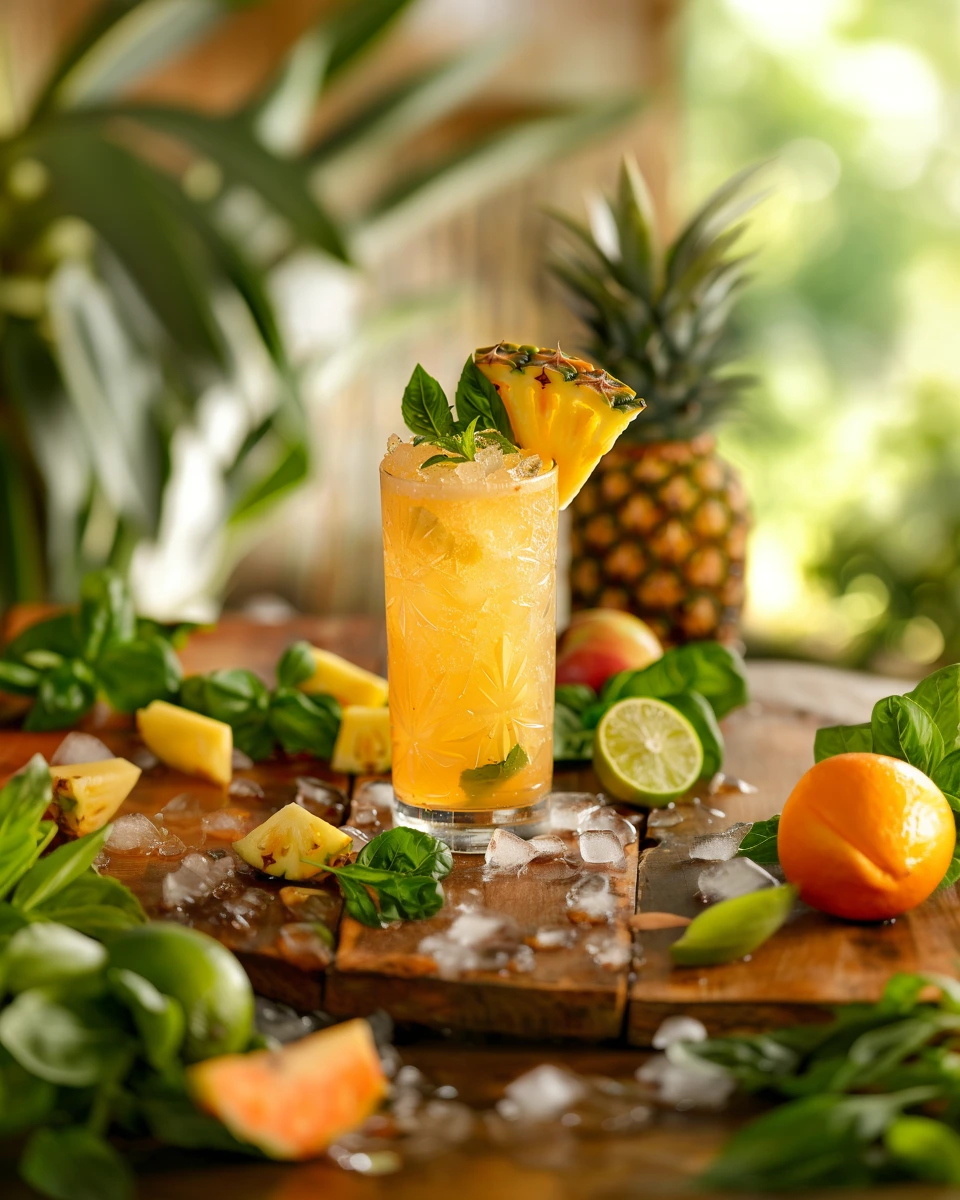Pineapple Basil Rum Fizz